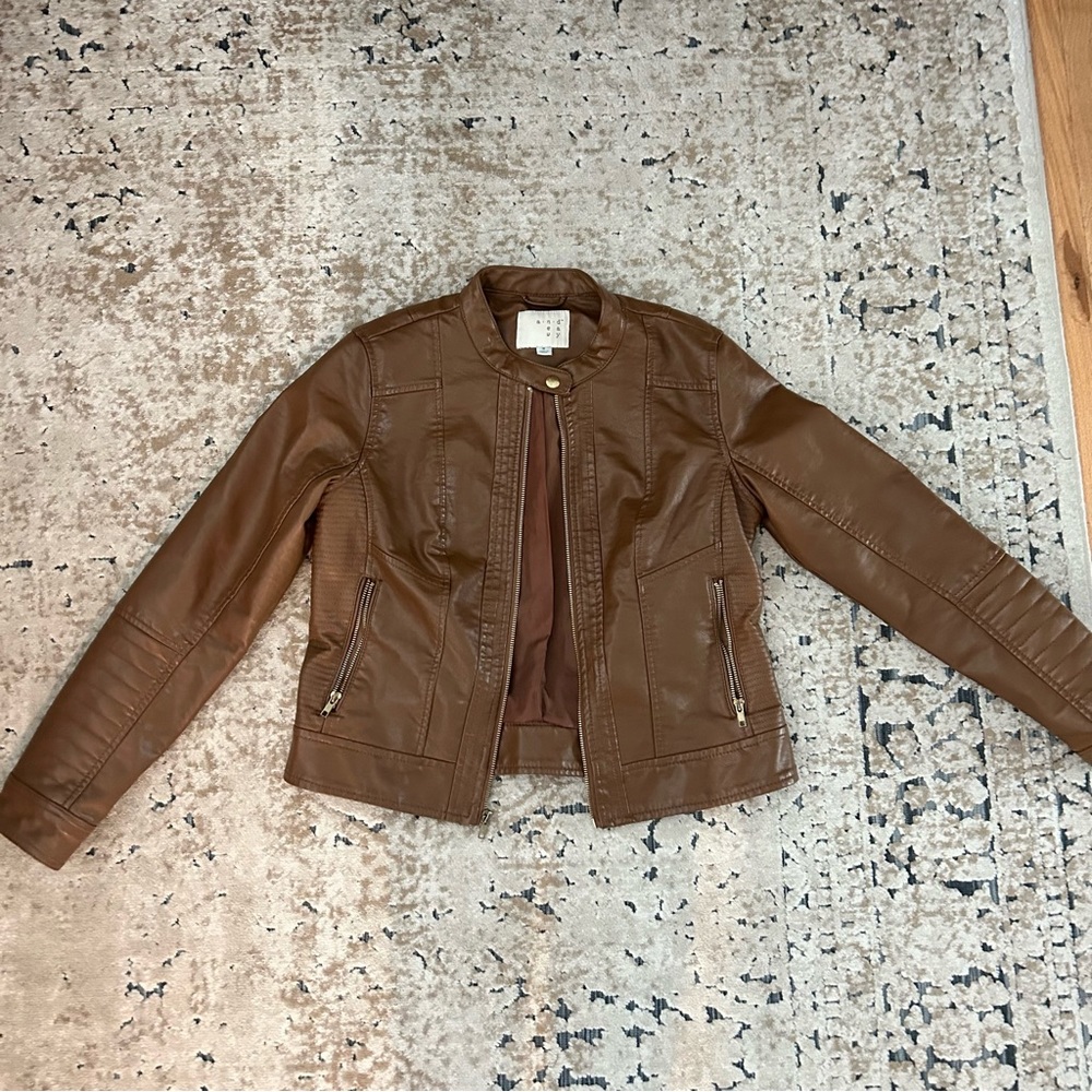 A new day brown faux leather moto jacket